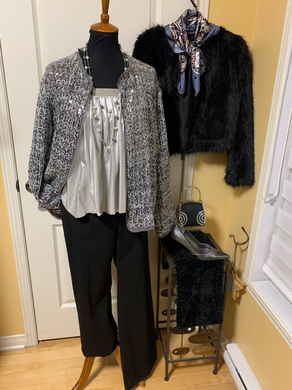 🏆Zara elegant sequins open cardigan blazer silver